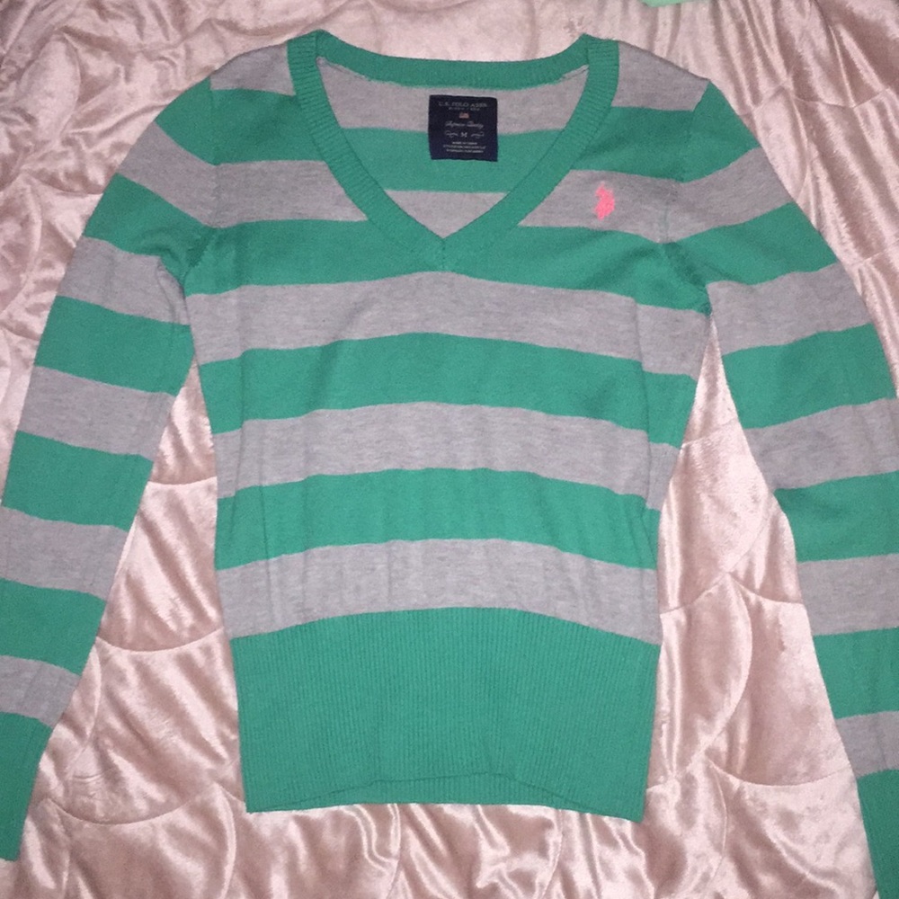 US POLO ASSN M green and grey long sleeve t-shirt